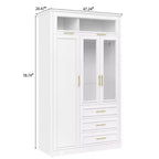 Armadio a 3 ante con luce LED e 3 cassetti – Bianco