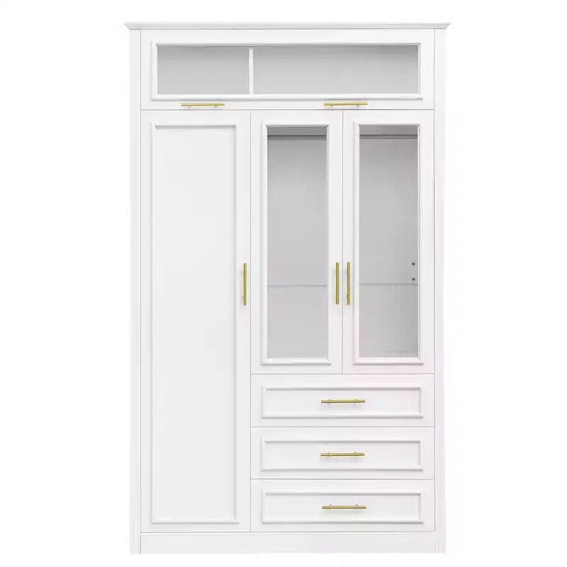 Armadio a 3 ante con luce LED e 3 cassetti – Bianco