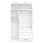 Armadio a 3 ante con luce LED e 3 cassetti – Bianco