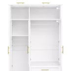 Armadio a 3 ante con luce LED e 3 cassetti – Bianco