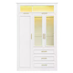 Armadio a 3 ante con luce LED e 3 cassetti – Bianco