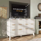 Cassettiera a 6 cassetti scanalati con piano in finto marmo – 54" di larghezza, bianco