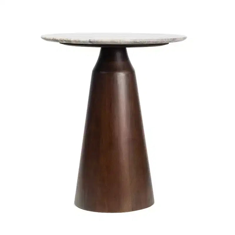 Tavolino rotondo 18" Rustic Minimalist in marmo e legno