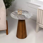 Tavolino rotondo 18" Rustic Minimalist in marmo e legno