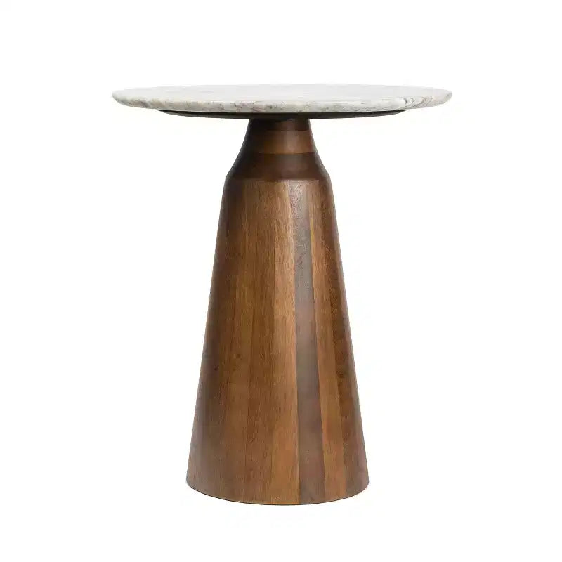 Tavolino rotondo 18" Rustic Minimalist in marmo e legno