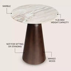 Tavolino rotondo 18" Rustic Minimalist in marmo e legno
