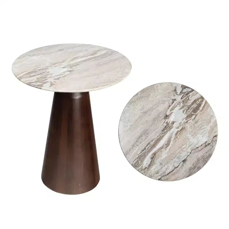Tavolino rotondo 18" Rustic Minimalist in marmo e legno