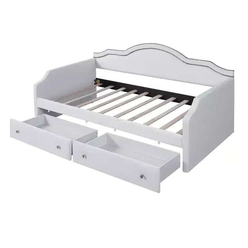 Letto da giorno in velluto per letto singolo/matrimoniale con striscia LED controllata tramite app e 2 cassetti