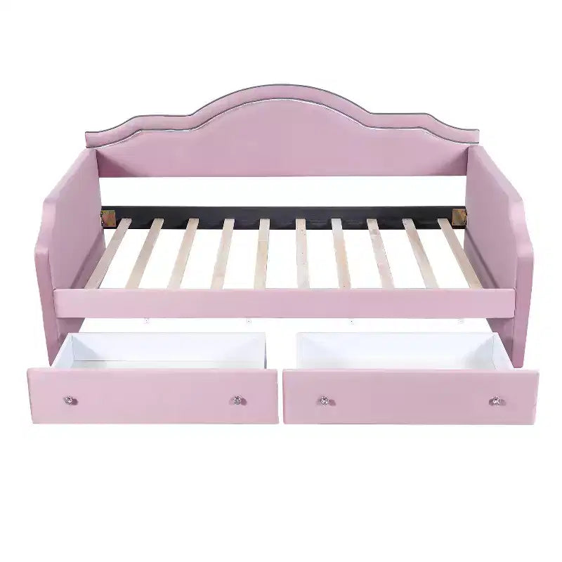 Letto da giorno in velluto per letto singolo/matrimoniale con striscia LED controllata tramite app e 2 cassetti