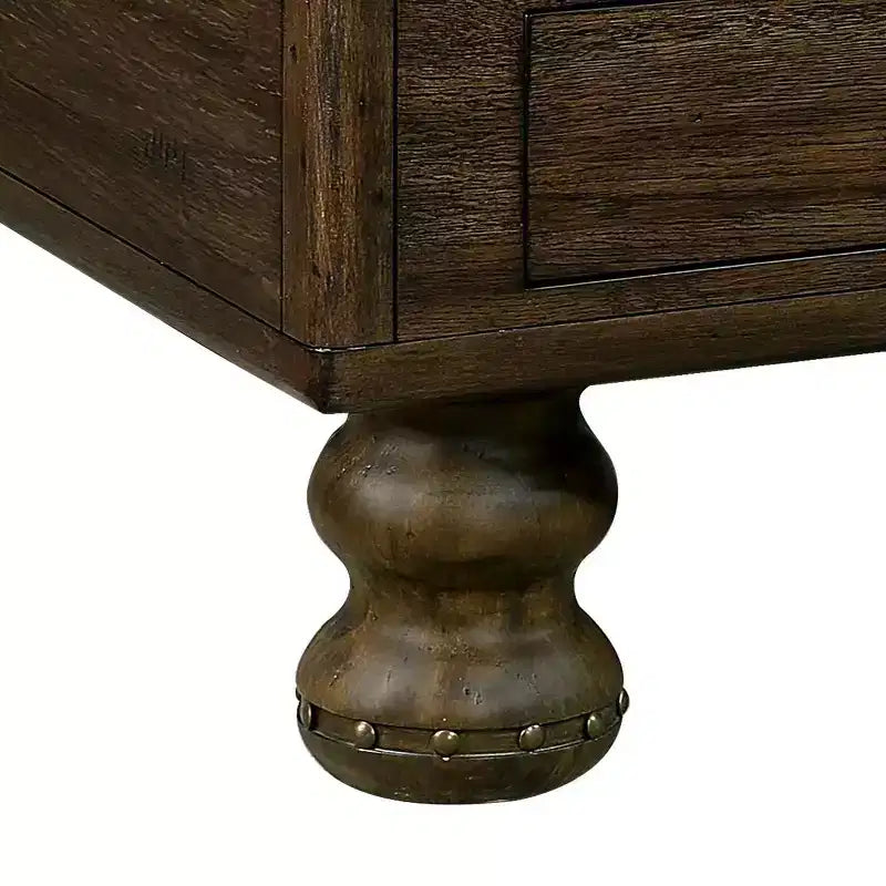 Tavolino da caffè in legno da 40" con 4 cassetti e gambe con decorazione a rivetti