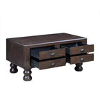 Tavolino da caffè in legno da 40" con 4 cassetti e gambe con decorazione a rivetti