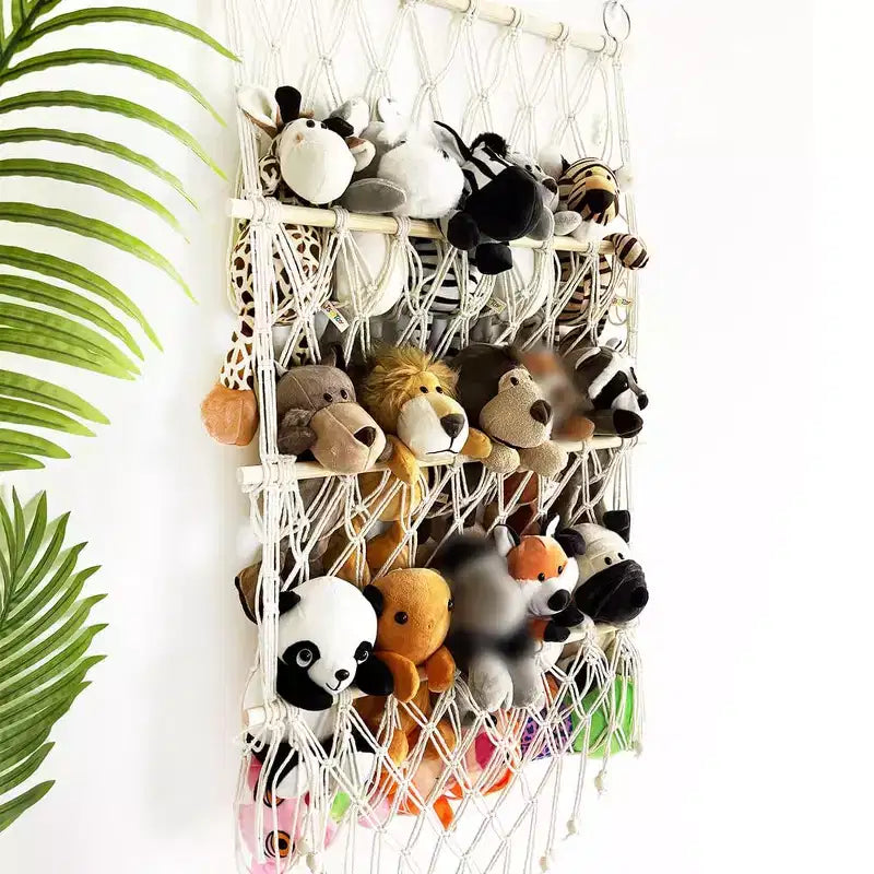 Amaca in macramè per animali di peluche – Rete per riporre i giocattoli per camera da letto o sala giochi