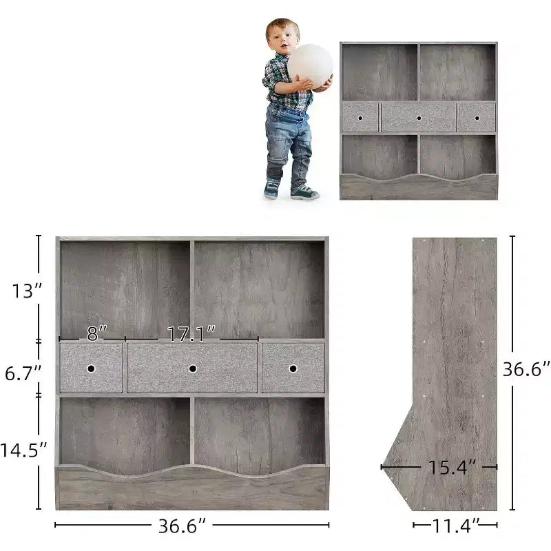 Organizzatore portagiochi a 7 scomparti per bambini con cassetti – Scaffale colorato per la sala giochi dei bambini
