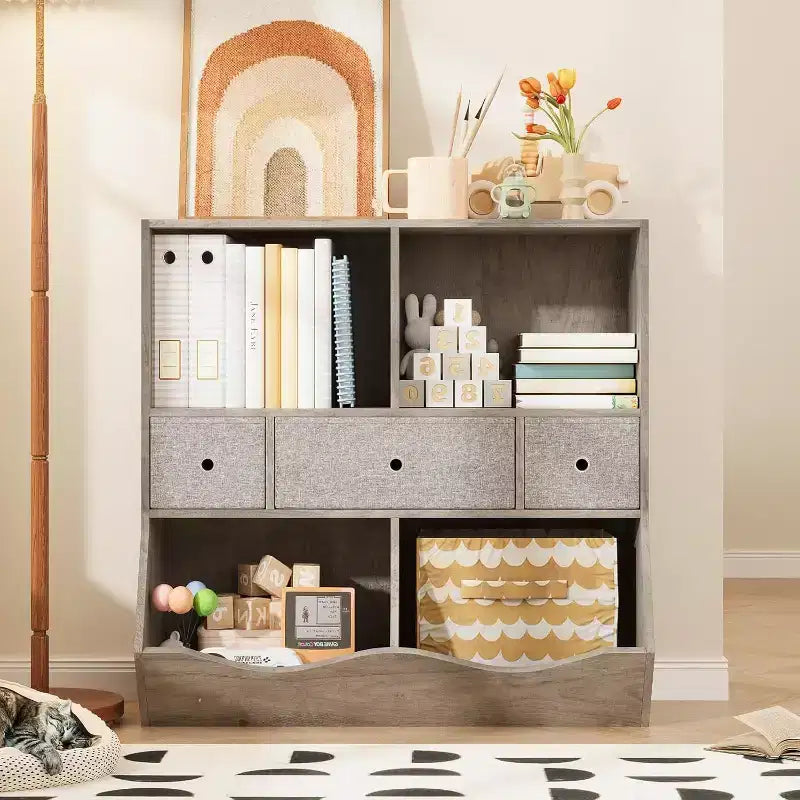 Organizzatore portagiochi a 7 scomparti per bambini con cassetti – Scaffale colorato per la sala giochi dei bambini