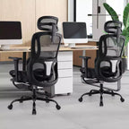 Sedia da Ufficio Ergonomica con Poggiatesta Girevole e Supporto Lombare Regolabile – Rete, 150 kg