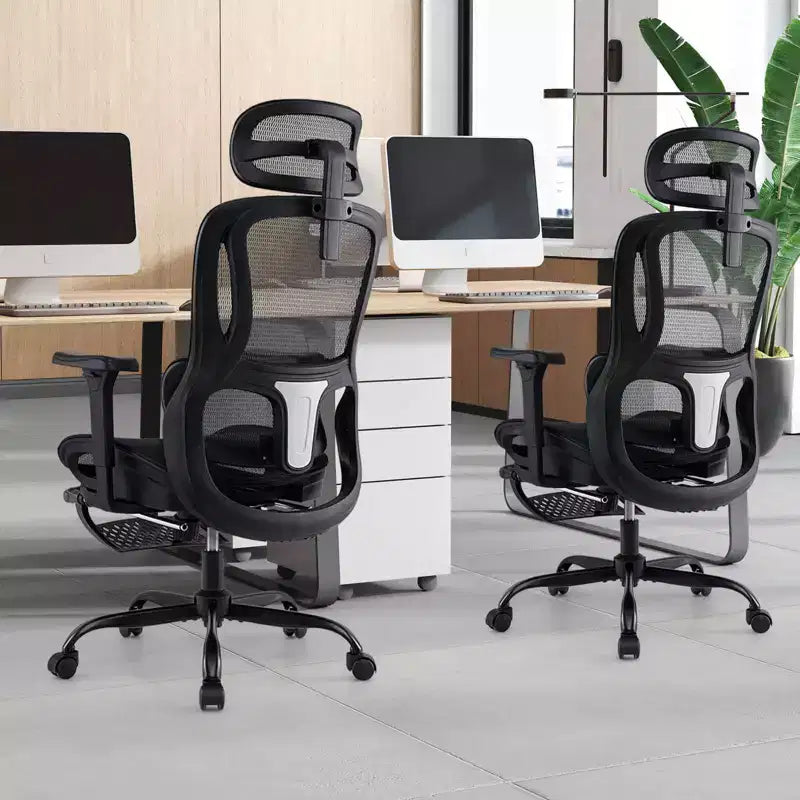 Sedia da Ufficio Ergonomica con Poggiatesta Girevole e Supporto Lombare Regolabile – Rete, 150 kg