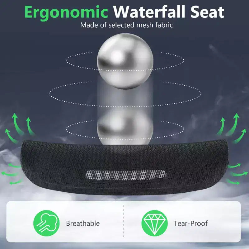 Sedia da Ufficio Ergonomica con Poggiatesta Girevole e Supporto Lombare Regolabile – Rete, 150 kg