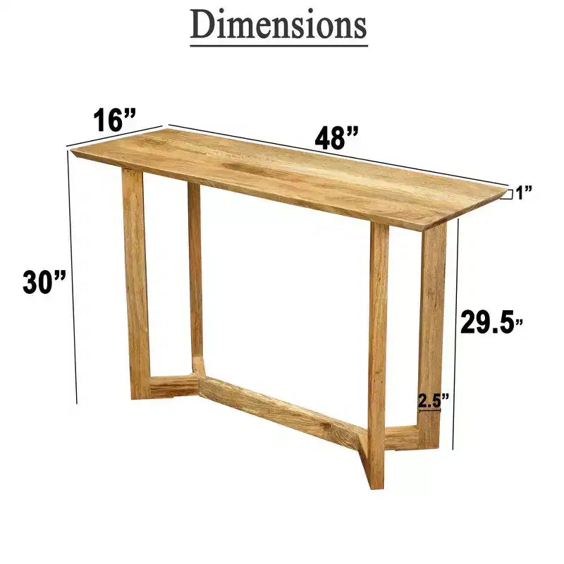 Consolle rettangolare in legno di mango da 122 cm con ripiano