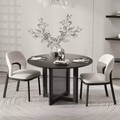 Tavolo da pranzo rotondo in legno da 46" per 4 persone – Tavolo in stile rustico moderno per cucina e sala da pranzo