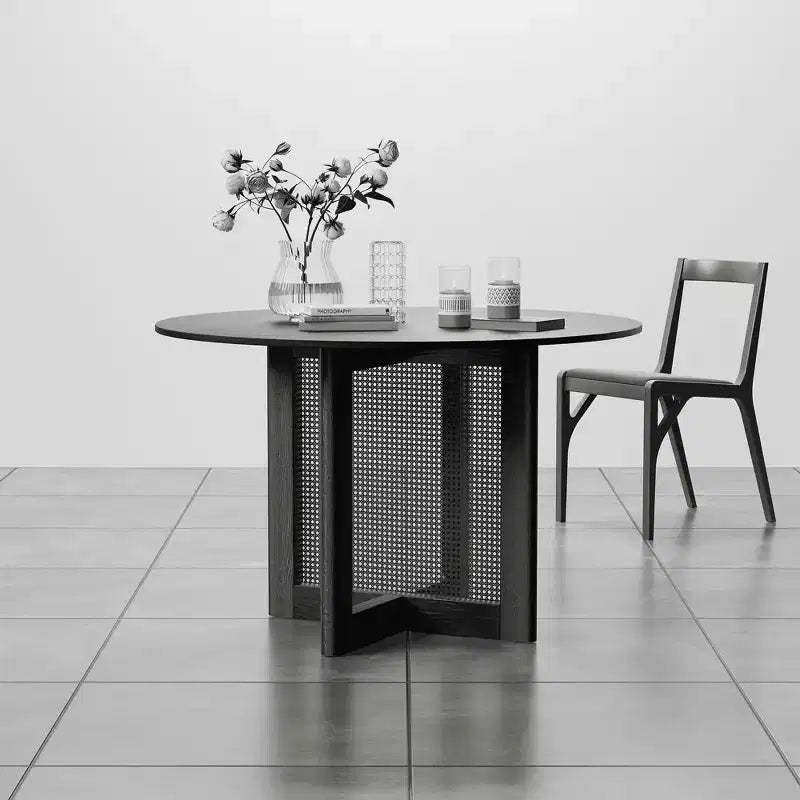 Tavolo da pranzo rotondo in legno da 46" per 4 persone – Tavolo in stile rustico moderno per cucina e sala da pranzo
