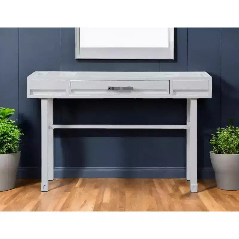 Tavolo da toilette bianco in ferro da 47" – Scrivania multiuso in stile industriale con cassetto