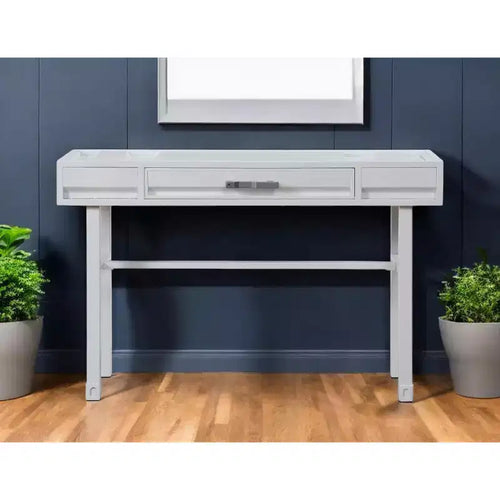 Tavolo da toilette bianco in ferro da 47" – Scrivania multiuso in stile industriale con cassetto