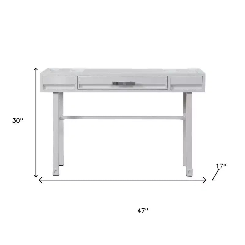 Tavolo da toilette bianco in ferro da 47" – Scrivania multiuso in stile industriale con cassetto
